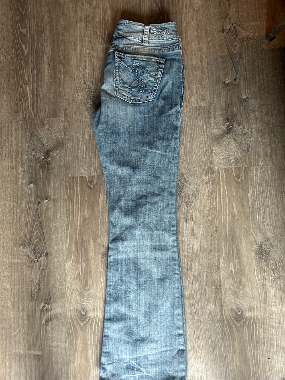 Silver Jeans Light Blue Flare Jeans with Embroidered Pocket